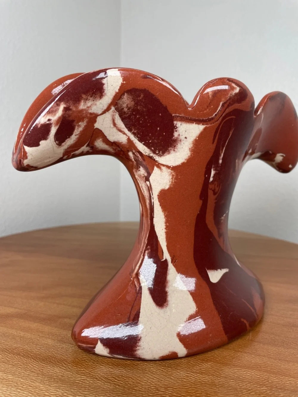 VTG 1978 Montana Clays in Calico Handmade Art Pottery Fluted Vase  Marbled